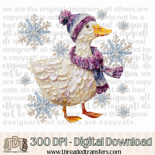 Winter Goose Hand Painted Digital Design Download (PNG Format - no product shipped)