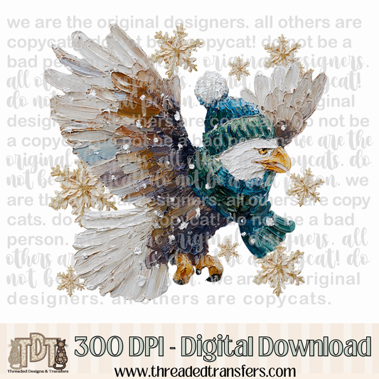 Winter Eagle Hand Painted Digital Design Download (PNG Format - no product shipped)