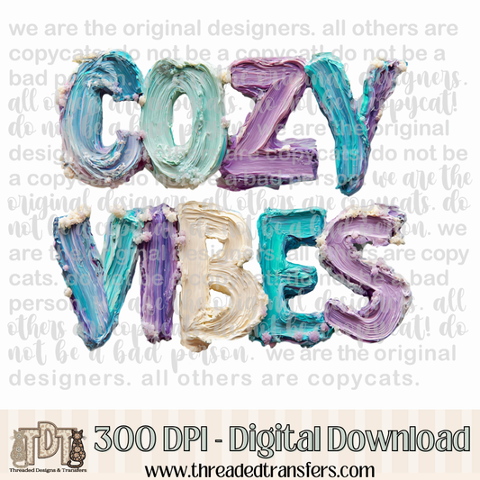 Cozy Vibes Hand Painted Digital Design Download (PNG Format - no product shipped)