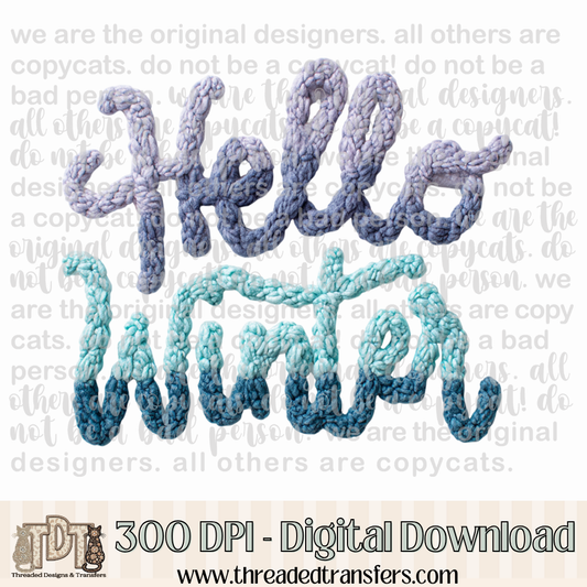 Hello Winter Latch Hook Yarn Digital Design Download (PNG Format - no product shipped)