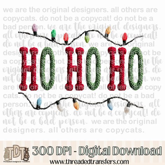 Ho Ho Ho Christmas Lights Latch Hook Yarn Digital Design Download (PNG Format - no product shipped)