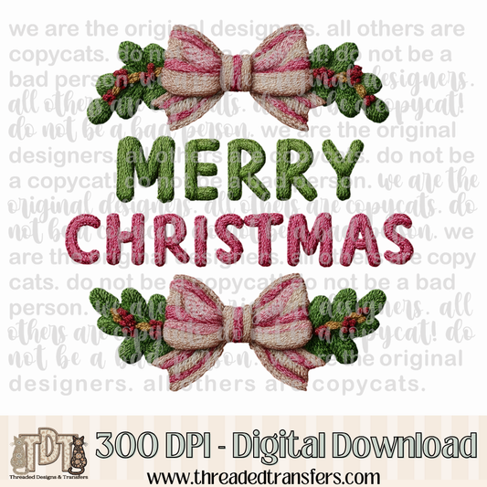 Pink Merry Christmas Latch Hook Yarn Digital Design Download (PNG Format - no product shipped)
