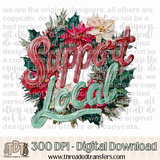 Support Local Wreath Hand Painted Digital Design Download (PNG Format - no product shipped)