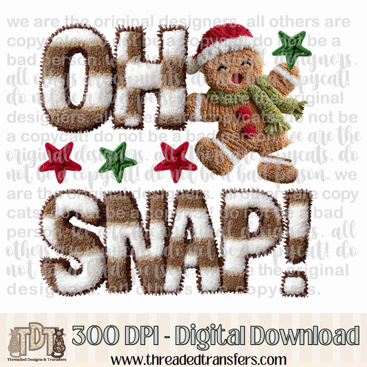 Oh Snap Gingerbread Man Latch Hook Yarn Digital Design Download (PNG Format - no product shipped)