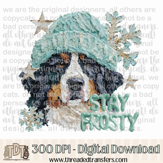 Bernese Mountain Dog Stay Frosty Hand Painted Digital Design Download (PNG Format - no product shipped)