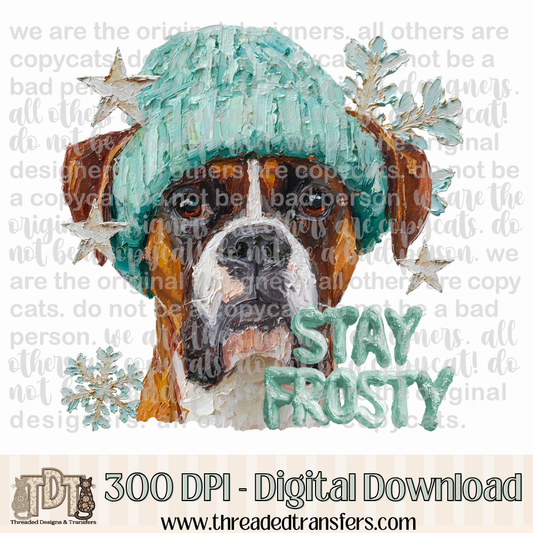 Boxer Stay Frosty Hand Painted Digital Design Download (PNG Format - no product shipped)