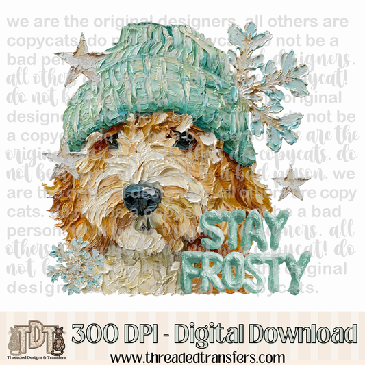 Goldendoodle Stay Frosty Hand Painted Digital Design Download (PNG Format - no product shipped)