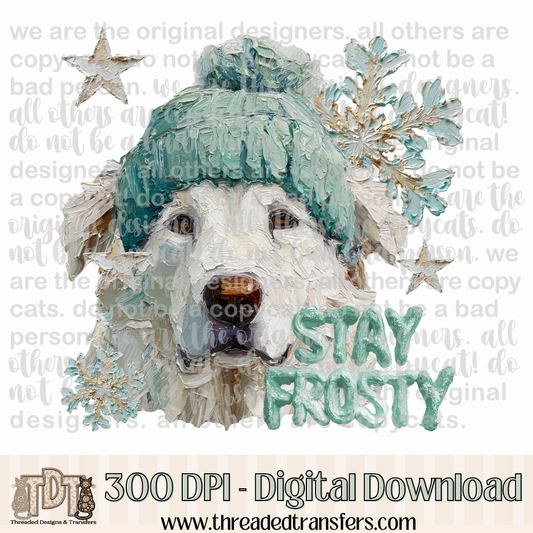 Great Pyrenees Stay Frosty Hand Painted Digital Design Download (PNG Format - no product shipped)