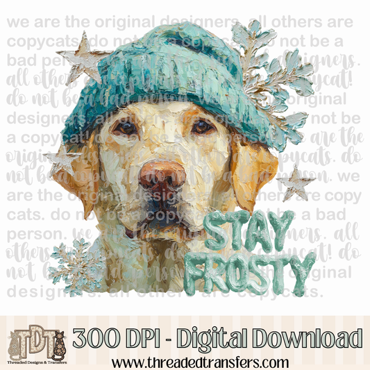 Yellow Labrador Retriever Stay Frosty Hand Painted Digital Design Download (PNG Format - no product shipped)