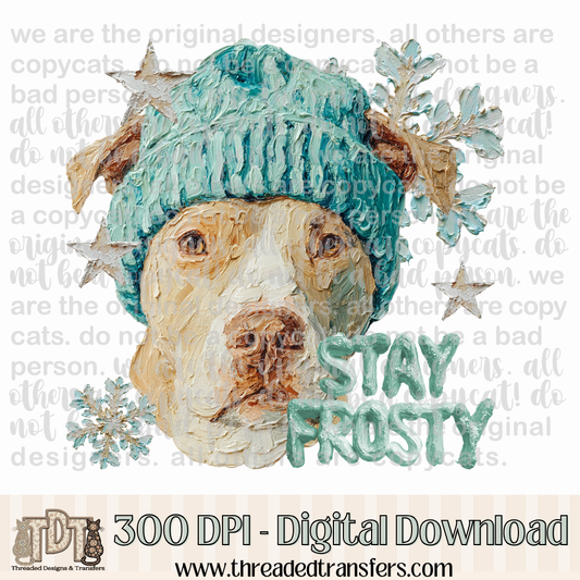 Pitbull Stay Frosty Hand Painted Digital Design Download (PNG Format - no product shipped)
