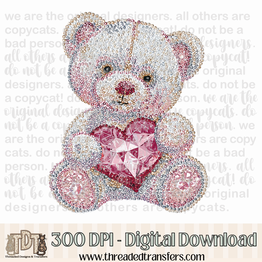 Dazzle Teddy Bear Digital Design Download (PNG Format - no product shipped)