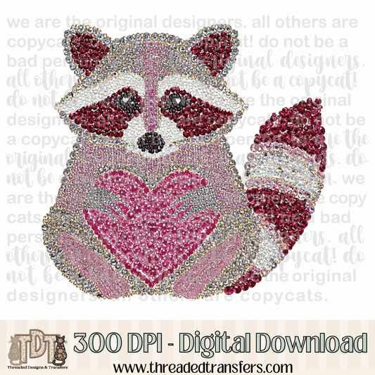 Dazzle Heart Raccoon Digital Design Download (PNG Format - no product shipped)