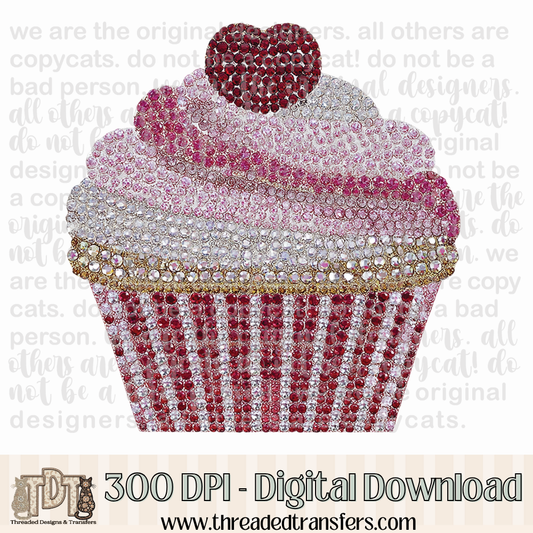 Dazzle Valentine Cupcake Digital Design Download (PNG Format - no product shipped)