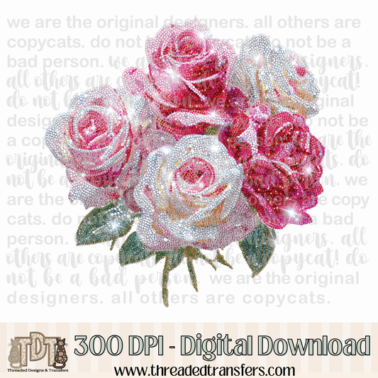 Dazzle Rose Bouquet Digital Design Download (PNG Format - no product shipped)
