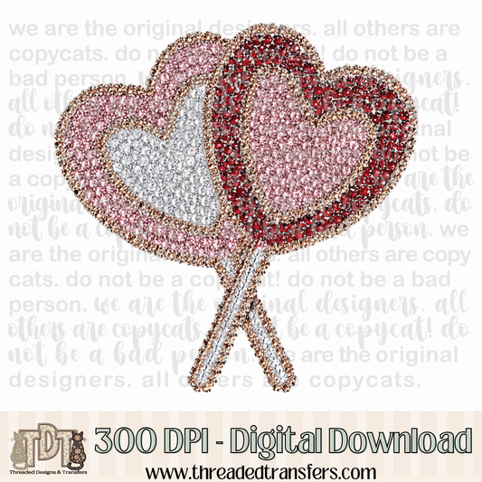 Dazzle Heart Lollipops Digital Design Download (PNG Format - no product shipped)