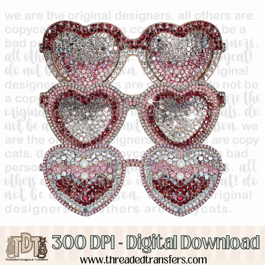 Dazzle Heart Sunnies Digital Design Download (PNG Format - no product shipped)