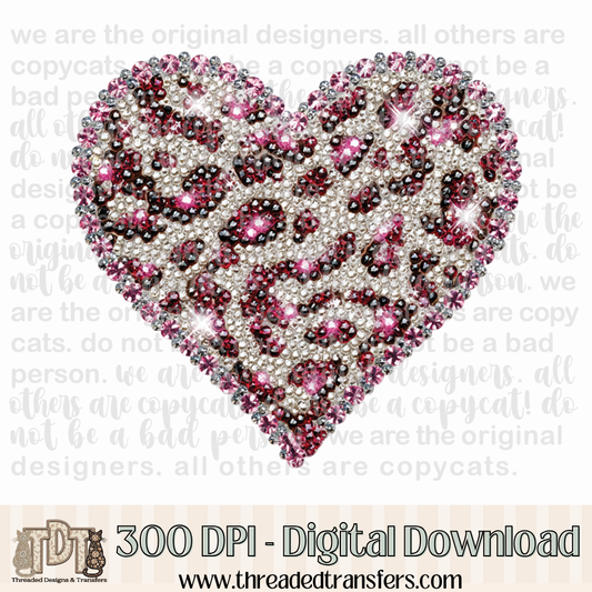 Dazzle Leopard Heart Digital Design Download (PNG Format - no product shipped)