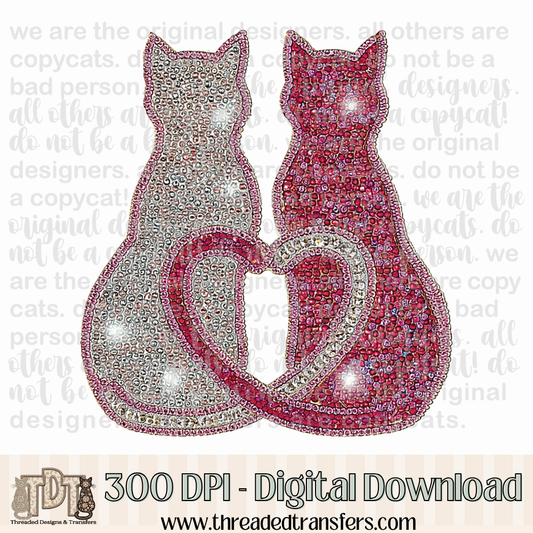 Dazzle Love Cats Digital Design Download (PNG Format - no product shipped)