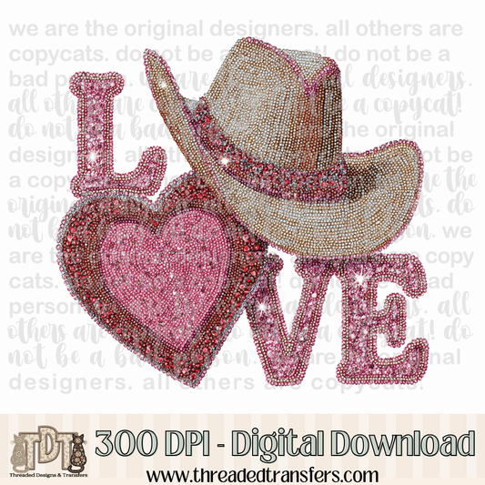 Dazzle Cowboy Hat Love Digital Design Download (PNG Format - no product shipped)