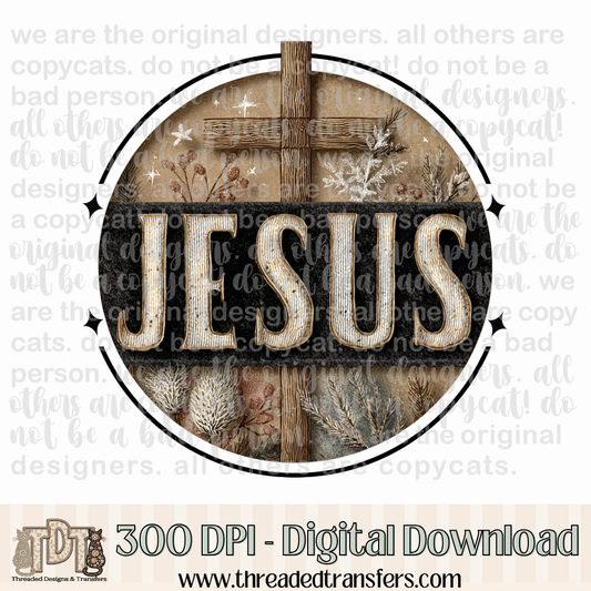 Vintage Farmhouse Jesus Digital Design Download (PNG Format - no product shipped)
