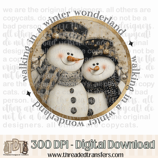 Vintage Farmhouse Snow Couple Winter Wonderland Digital Design Download (PNG Format - no product shipped)