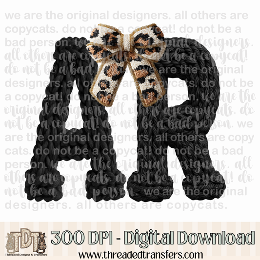 Arkansas Leopard Bow Latch Hook Yarn Crochet Digital Design Download (PNG Format - no product shipped)