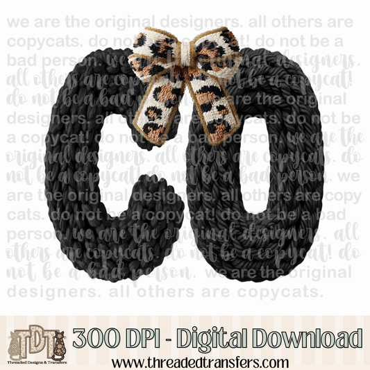 Colorado Leopard Bow Latch Hook Yarn Crochet Digital Design Download (PNG Format - no product shipped)