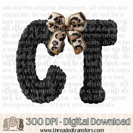 Connecticut Leopard Bow Latch Hook Yarn Crochet Digital Design Download (PNG Format - no product shipped)