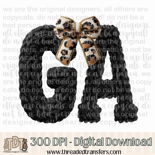 Georgia Leopard Bow Latch Hook Yarn Crochet Digital Design Download (PNG Format - no product shipped)