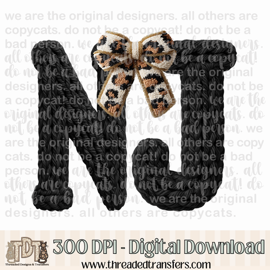 New Jersey Leopard Bow Latch Hook Yarn Crochet Digital Design Download (PNG Format - no product shipped)
