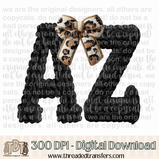Arizona Leopard Bow Latch Hook Yarn Crochet Digital Design Download (PNG Format - no product shipped)