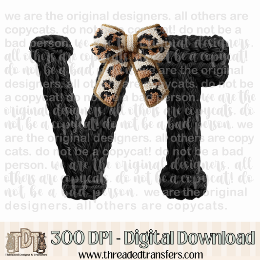 Vermont Leopard Bow Latch Hook Yarn Crochet Digital Design Download (PNG Format - no product shipped)