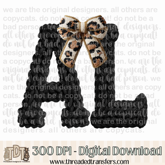 Alabama Leopard Bow Latch Hook Yarn Crochet Digital Design Download (PNG Format - no product shipped)