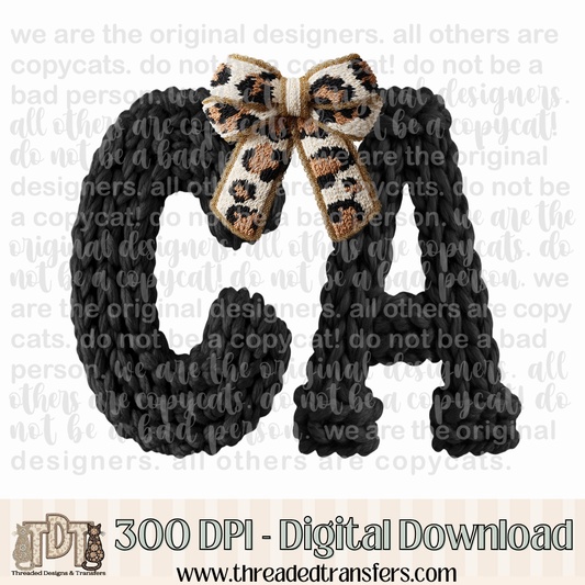 California Leopard Bow Latch Hook Yarn Crochet Digital Design Download (PNG Format - no product shipped)