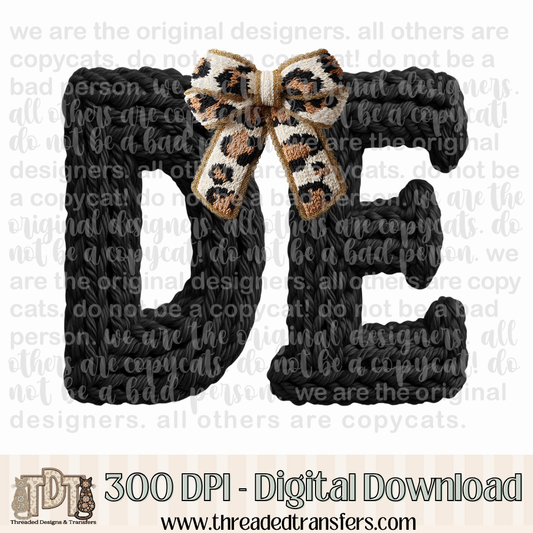 Delaware Leopard Bow Latch Hook Yarn Crochet Digital Design Download (PNG Format - no product shipped)