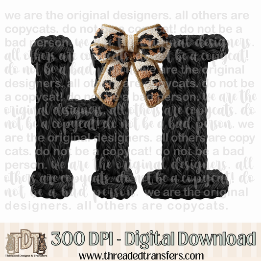 Hawaii Leopard Bow Latch Hook Yarn Crochet Digital Design Download (PNG Format - no product shipped)