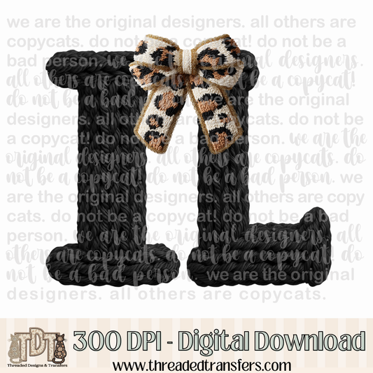 Illinois Leopard Bow Latch Hook Yarn Crochet Digital Design Download (PNG Format - no product shipped)