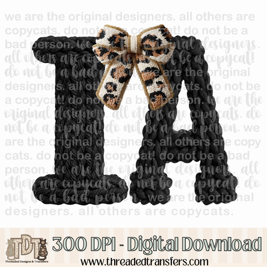 Iowa Leopard Bow Latch Hook Yarn Crochet Digital Design Download (PNG Format - no product shipped)