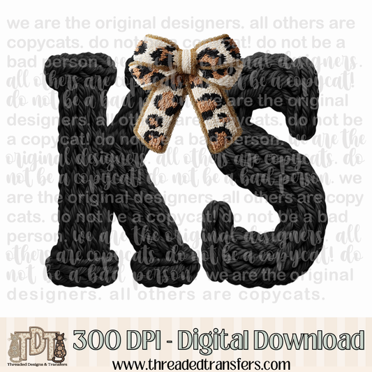 Kansas Leopard Bow Latch Hook Yarn Crochet Digital Design Download (PNG Format - no product shipped)