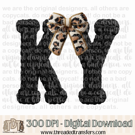 Kentucky Leopard Bow Latch Hook Yarn Crochet Digital Design Download (PNG Format - no product shipped)
