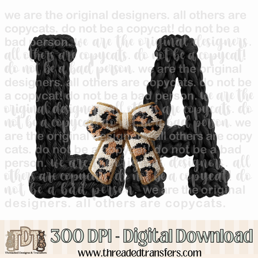 Louisiana Leopard Bow Latch Hook Yarn Crochet Digital Design Download (PNG Format - no product shipped)