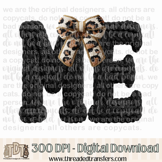 Maine Leopard Bow Latch Hook Yarn Crochet Digital Design Download (PNG Format - no product shipped)