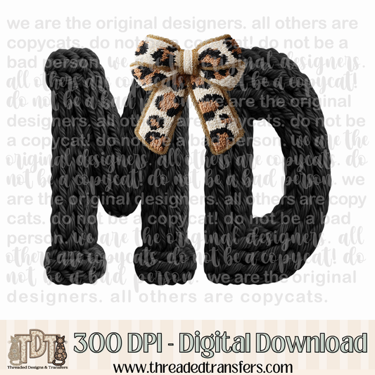 Maryland Leopard Bow Latch Hook Yarn Crochet Digital Design Download (PNG Format - no product shipped)