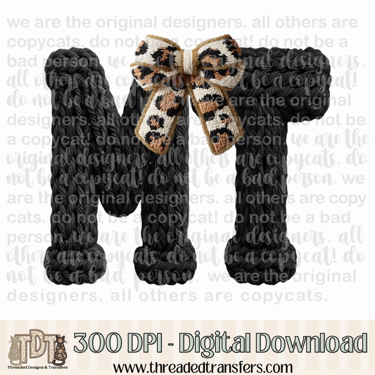 Montana Leopard Bow Latch Hook Yarn Crochet Digital Design Download (PNG Format - no product shipped)
