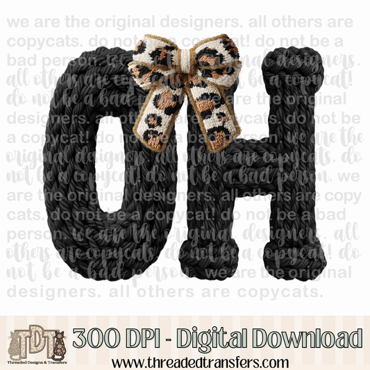 Ohio Leopard Bow Latch Hook Yarn Crochet Digital Design Download (PNG Format - no product shipped)