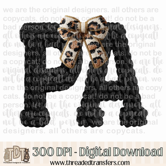 Pennsylvania Leopard Bow Latch Hook Yarn Crochet Digital Design Download (PNG Format - no product shipped)