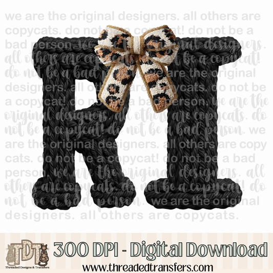Rhode Island Leopard Bow Latch Hook Yarn Crochet Digital Design Download (PNG Format - no product shipped)
