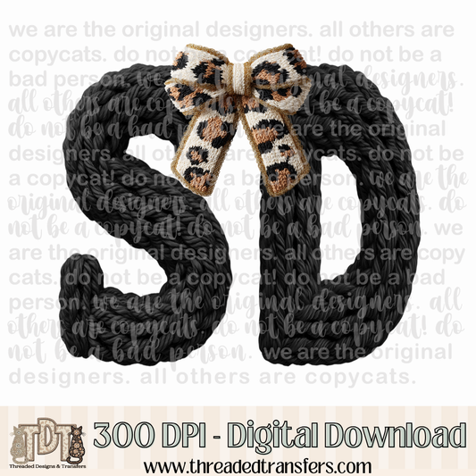South Dakota Leopard Bow Latch Hook Yarn Crochet Digital Design Download (PNG Format - no product shipped)