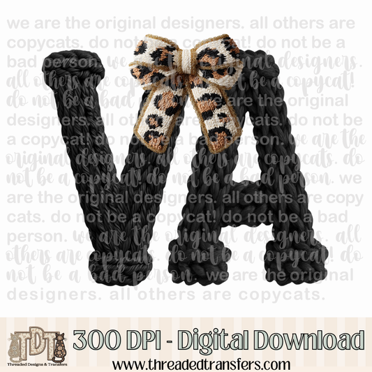 Virginia Leopard Bow Latch Hook Yarn Crochet Digital Design Download (PNG Format - no product shipped)
