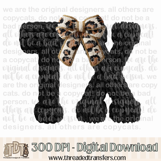 Texas Leopard Bow Latch Hook Yarn Crochet Digital Design Download (PNG Format - no product shipped)